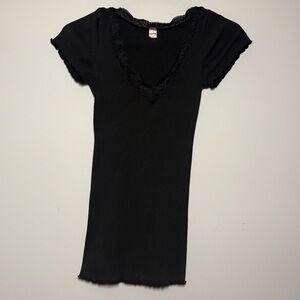 Merona Black Short Sleeve V-Neck Baby Tee